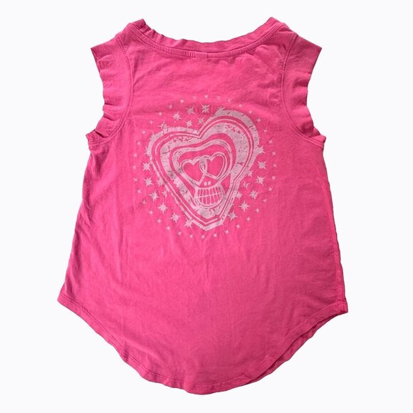 Alternative Apparel Pink Cap Sleeve T-shirt S/M Original Art Skull Edgy Design - Picture 1 of 8